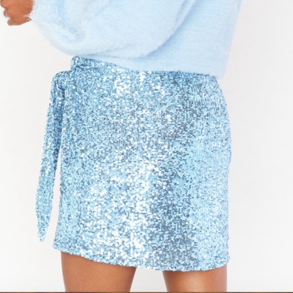 NWT Show Me Your Mumu Frosty Blue Sequin Why Not Skirt Size S - Picture 4 of 15
